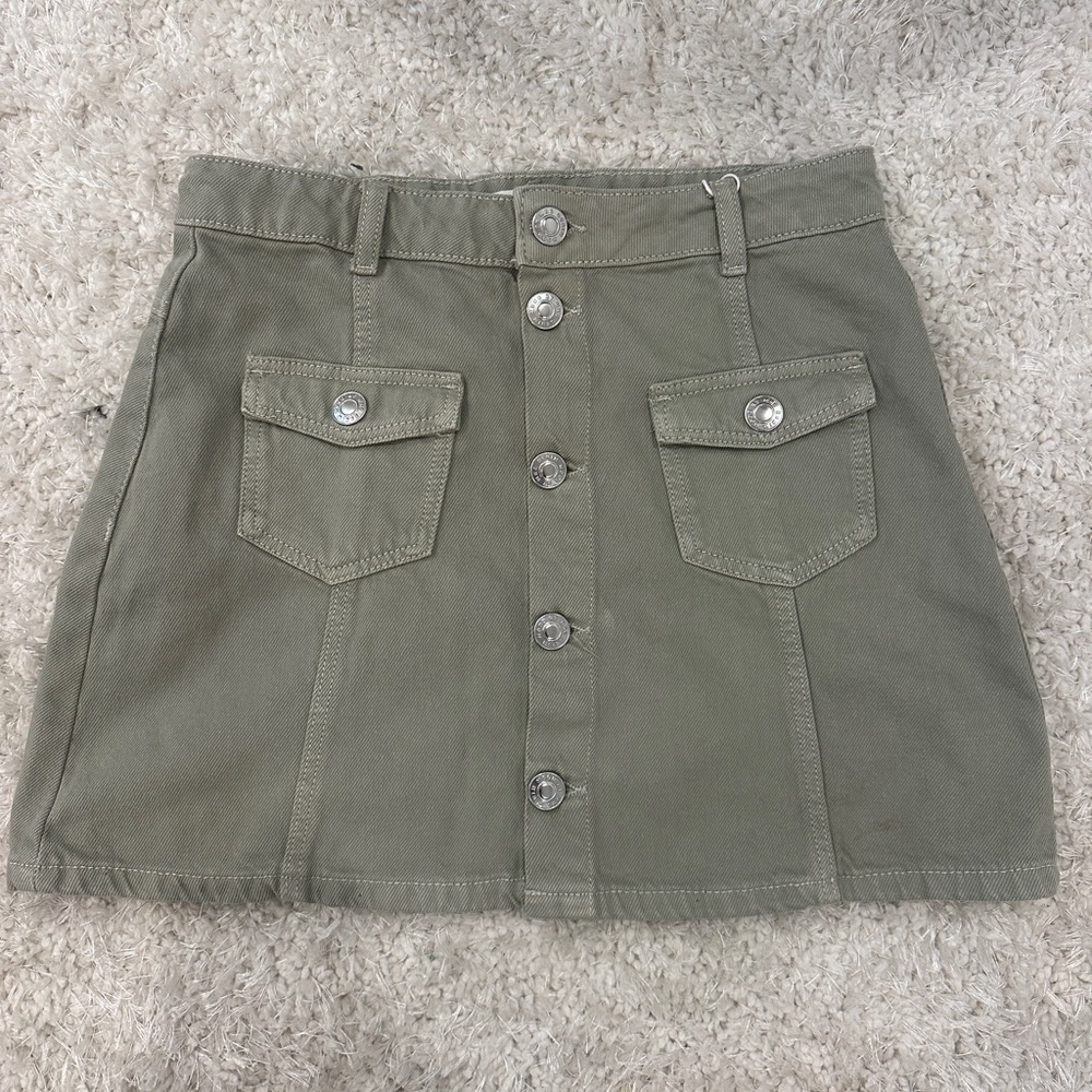 green cargo denim skirt